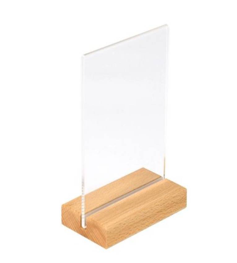 Porte-Menu Table Plexiglas & Bois A4 – Support Élégant Compact